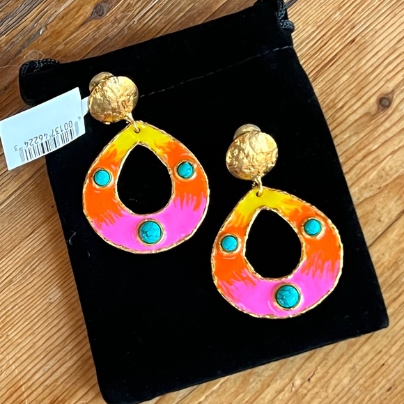 🌺🎉HP🎉🌺 NWT Sylvia Toledano Thalita Turquoise Hoop Earrings - Picture 4 of 15